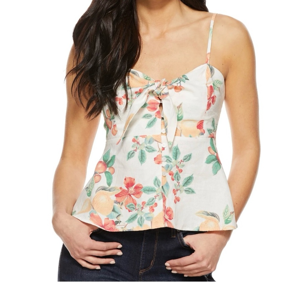 Sofia by Sofia Vergara Cream Sleeveless Camisole with Tie Front and Peplum